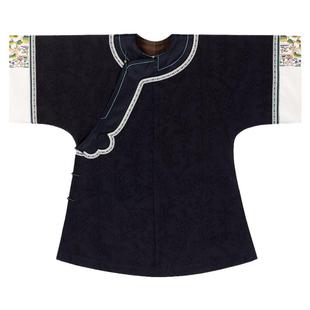 仙鹿隐踪丨一城风絮丨夏季黑色真丝横杭罗香云纱绣花大襟原创款袍