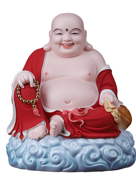 陶瓷弥勒佛坐像摆件家用客厅供奉