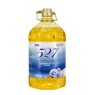 海狮527亚麻籽油一级压榨富含亚麻酸家用炒菜烹饪桶装食用油5L