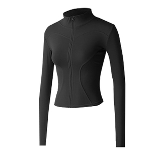 加绒秋冬瑜伽上衣女运动外套修身立领夹克拉链开衫跑步训练健身服