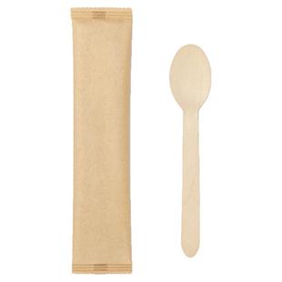 喇叭花一次性小木勺冰淇淋勺木质水果叉蛋糕甜品勺单独包装100个