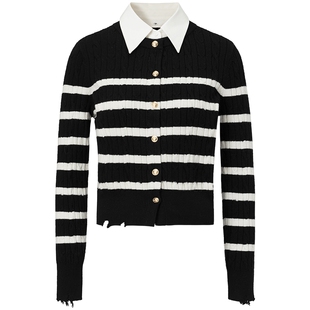 【扬子羊毛衫】FF仿佛冬季新款条纹假两件羊毛针织衫