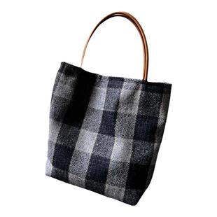 GGSG BAG手提包女手拎毛呢子布袋原创复古格子便当妈咪小号托特包