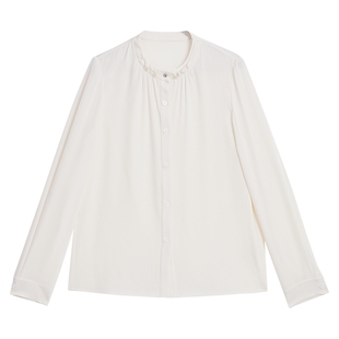 【醋酸系列】YINER音儿专选2025春季新款木耳花边上衣小立领衬衫