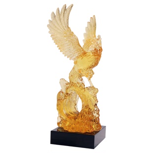 凤凰展翅摆件琉璃凤舞九天工艺品客厅吉祥物装饰高档乔迁结婚礼物