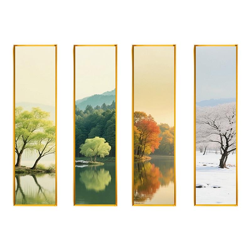 现代简约春夏秋冬风景满绣十字绣联画客厅玄关满绣自己手工刺绣