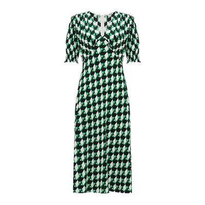 DVF经典茶歇裙几何印花连衣裙