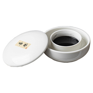 不干墨砚迷你砚台陶瓷火锅砚带盖墨碗墨碟文房四宝古风书法专用防干墨盒墨池高颜值砚池学生女生保湿多功能