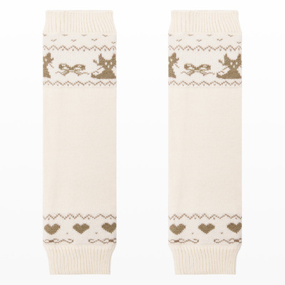 费尔岛女冬白色羊毛保暖堆堆袜套