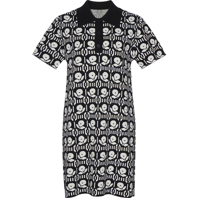 superr 原创复古童趣提花针织短袖连衣裙Polo裙女