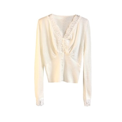 蕾丝拼接打底衫马海毛修身软糯