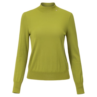 HUI卉橄榄黄绿精纺全绵羊毛衫