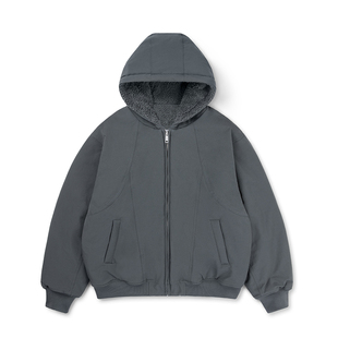 VMCL特氟龙三防座山雕羊羔绒连帽棉服夹克外套男24AW vermicelli