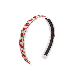 韩国儿童花朵草莓刺绣发箍女童带齿轮防滑基础头箍宝宝可爱发卡潮