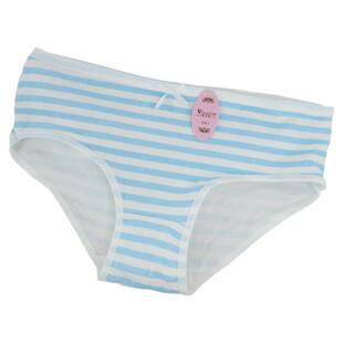 日系纯棉内裤女士蓝白条纹海军风少女中低腰初中生胖次三角裤透气