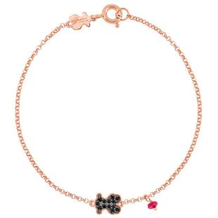 【新年礼物】TOUS/桃丝熊银镀18K玫瑰金轻奢红宝石手链女闺蜜礼物