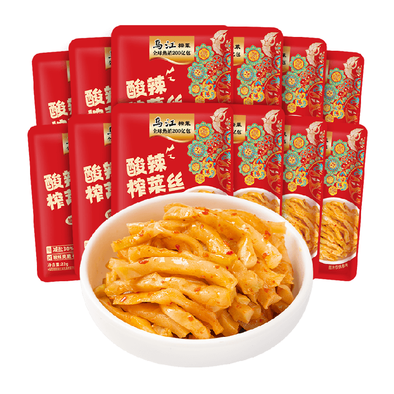 猫超臻选酸辣榨菜丝乌江涪陵酱菜泡菜咸菜佐餐特色下饭菜22g*12袋