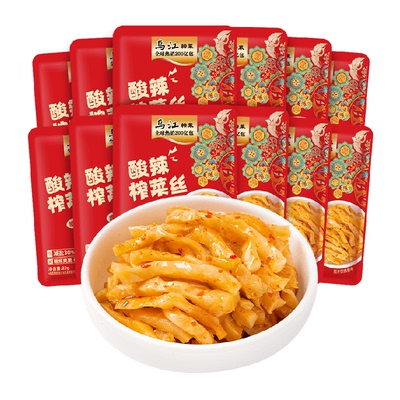 乌江涪陵减盐酸辣榨菜丝22g*12袋