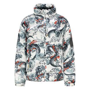 碧海潮生【白龙王】秋冬新款中国风国潮丝绸印花加厚保暖棉服外套