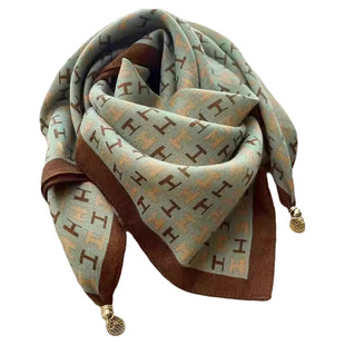 护颈方巾丝巾女磁吸扣2025新款小围巾女秋冬季棉麻脖子围脖三角巾