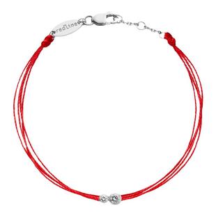 Redline/红绳女士0.15和0.10克拉圆形双钻白金多绳手链幸运手绳