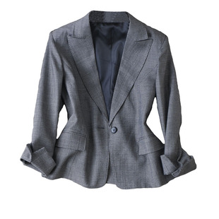 上身即显气质！轻奢老钱风通勤修身精纺羊毛小千鸟格西装外套女