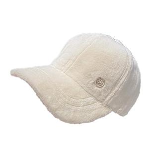 网红韩版百搭新款显脸小棒球帽秋冬加厚保暖兔毛水貂绒鸭舌帽子女