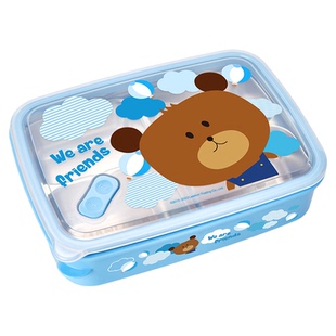 联扣1500ml&1650ml儿童不锈钢饭盒便当盒密封带盖小学生分格餐盘