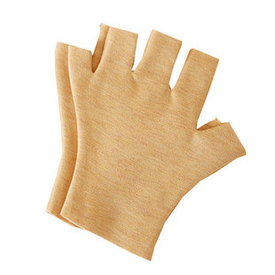 儿童保暖手套半指男女发热德绒羊毛蚕丝触屏秋冬露指学生写字手套