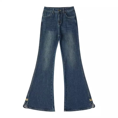 复古微喇牛仔裤女加绒2025新款