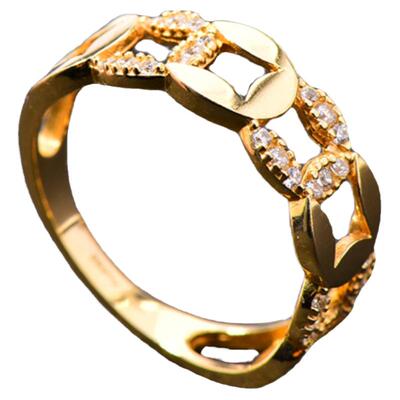 锆石指环生日礼物14k黄金