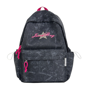 书包男生初中生小众黑色2026新款大容量简约休闲美式高街双肩包女