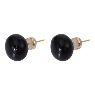 黑色馒头珍珠耳钉轻奢高级感气质大气耳环2026新款爆款欧美风耳饰