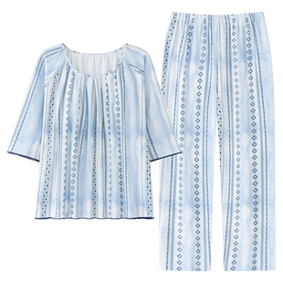 猫人女款纯棉莱赛尔睡衣套装2026新款居家慵懒可外穿女士漂亮上衣
