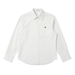 Hualun春季翻领设计感衬衫男款高级感痞帅宽松长袖条纹休闲衬衣男