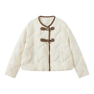 播小个子短款几何绗线羽绒服女冬季新中式保暖外套DDS4RD5277