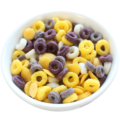 谷物圈麦圈无糖精紫薯黑米圈脆片即食粗粮早餐泡牛奶低健身代餐脂