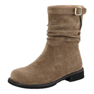 星期六复古中筒西部牛仔靴