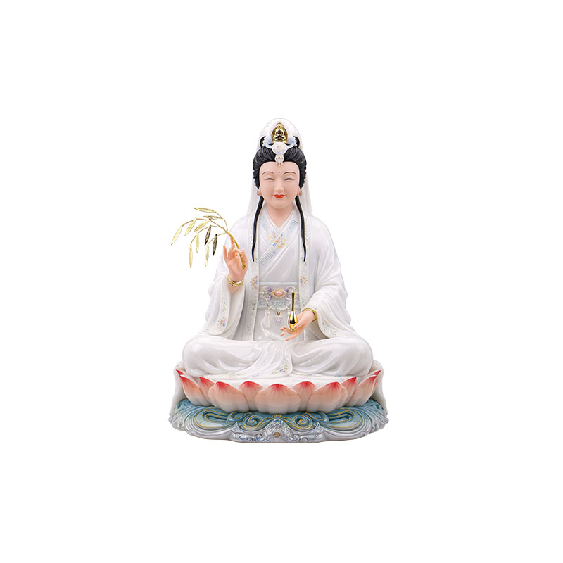 妙善观世音佛像彩绘居家桌面摆件