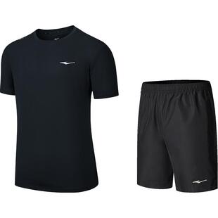 鸿星尔克速干运动套装男夏季男士冰丝健身跑步运动服短袖t恤短裤