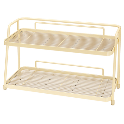 梳妆台化妆品收纳架奶油风双层美妆护肤品桌面置物架玄关香水收纳