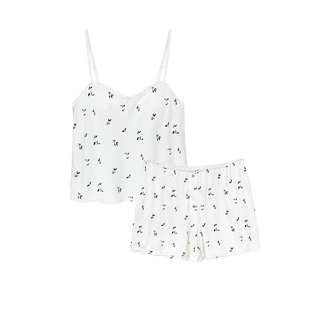 Bra-in』桑罗蓝莓真丝短裤套装100%桑蚕丝睡裙长袖开衫外穿家居服