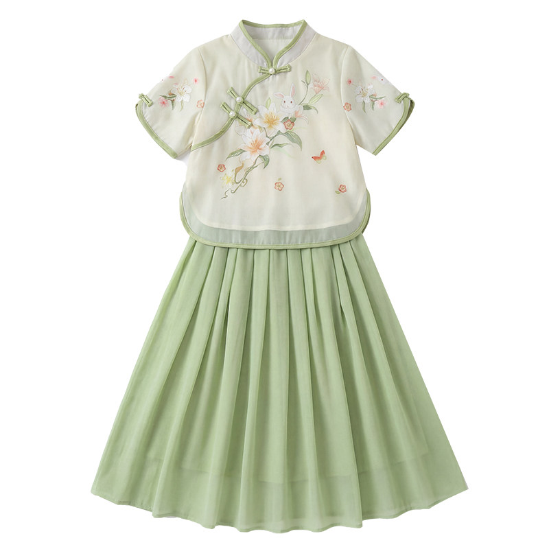 女童国风套装夏季2026新款儿童新中式汉服裙子女孩日常可穿两件套
