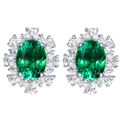 VISING【AGL国际证书】祖母绿2.3克拉左右耳钉耳饰哥伦比亚木佐色