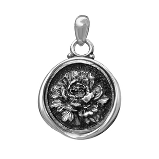 牡丹花牌子999足银小吊坠加厚实心原创设计文艺复古925纯银项链女