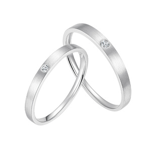 【新品】莱绅通灵 天生一对系列简爱 铂金pt950钻石对戒男女戒指