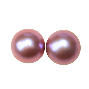 天然爱迪生珍珠散珠配对AAA级11mm正圆紫色金色定制耳坠耳环耳钉