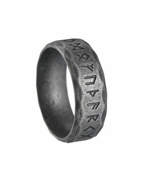 欧美复古风维京文钛钢宽戒指