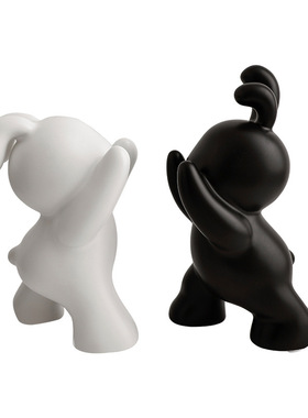 陶瓷兔子书挡摆件可爱家居装饰