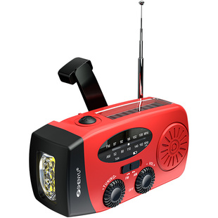 战备应急随身收音机手电筒强光长续航太阳能充电多功能手摇户外